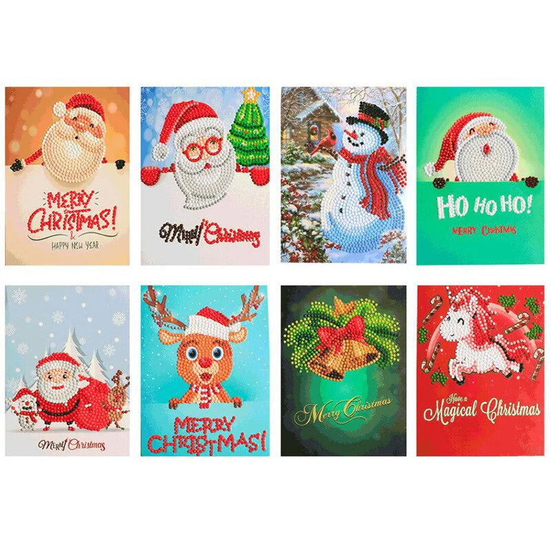 Weihnachtskarten | 8 Stück - Malen nach Zahlen