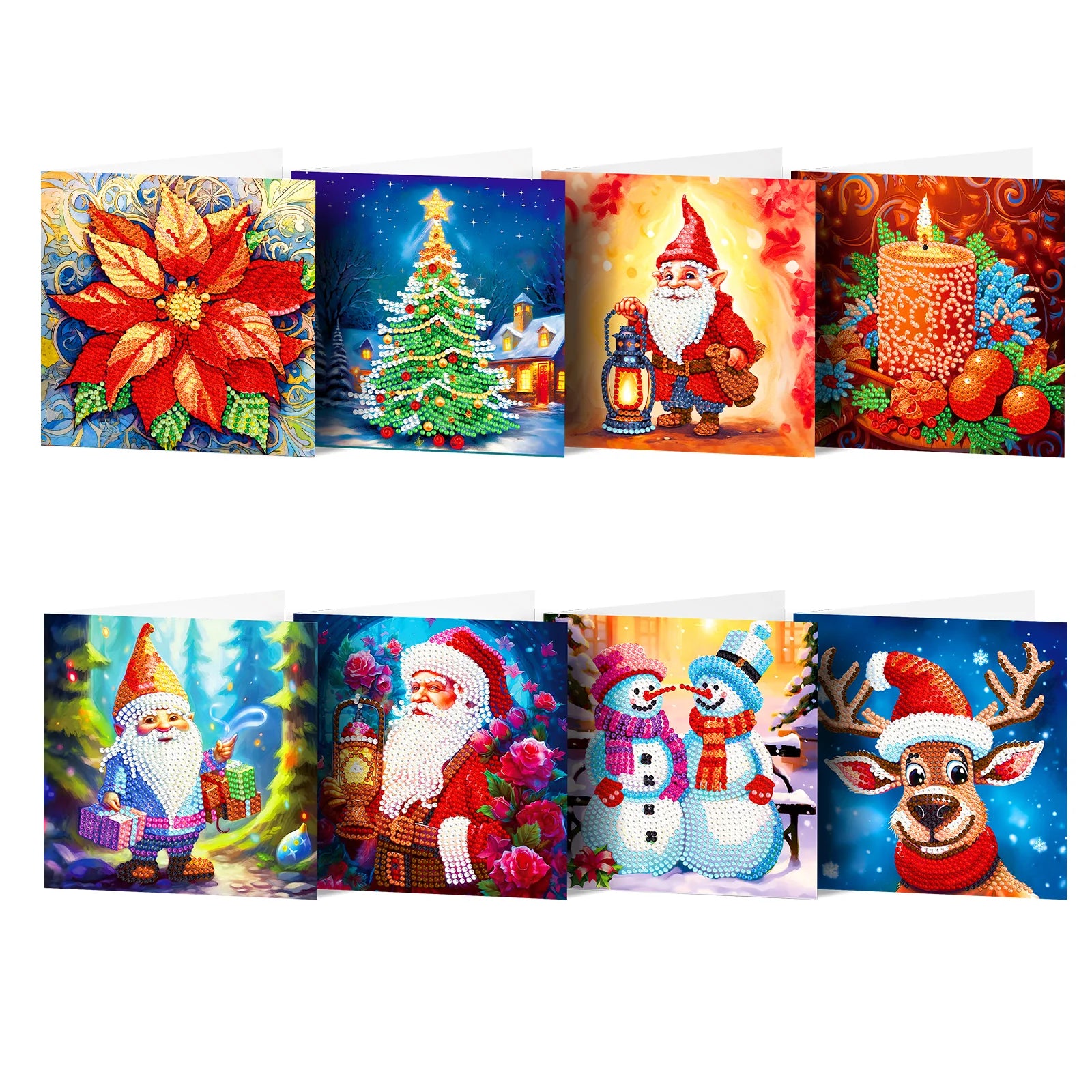 Weihnachtskarten | 8 Stück - Malen nach Zahlen