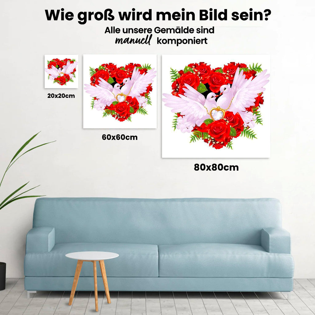 Weiße Tauben - Malen nach Zahlen