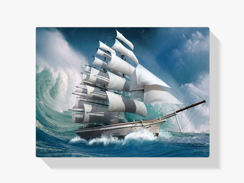 Weißes Segelschiff - Malen nach Zahlen