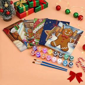 Malen nach Zahlen - 6 Mini-Gemälde | Winziger Lebkuchen