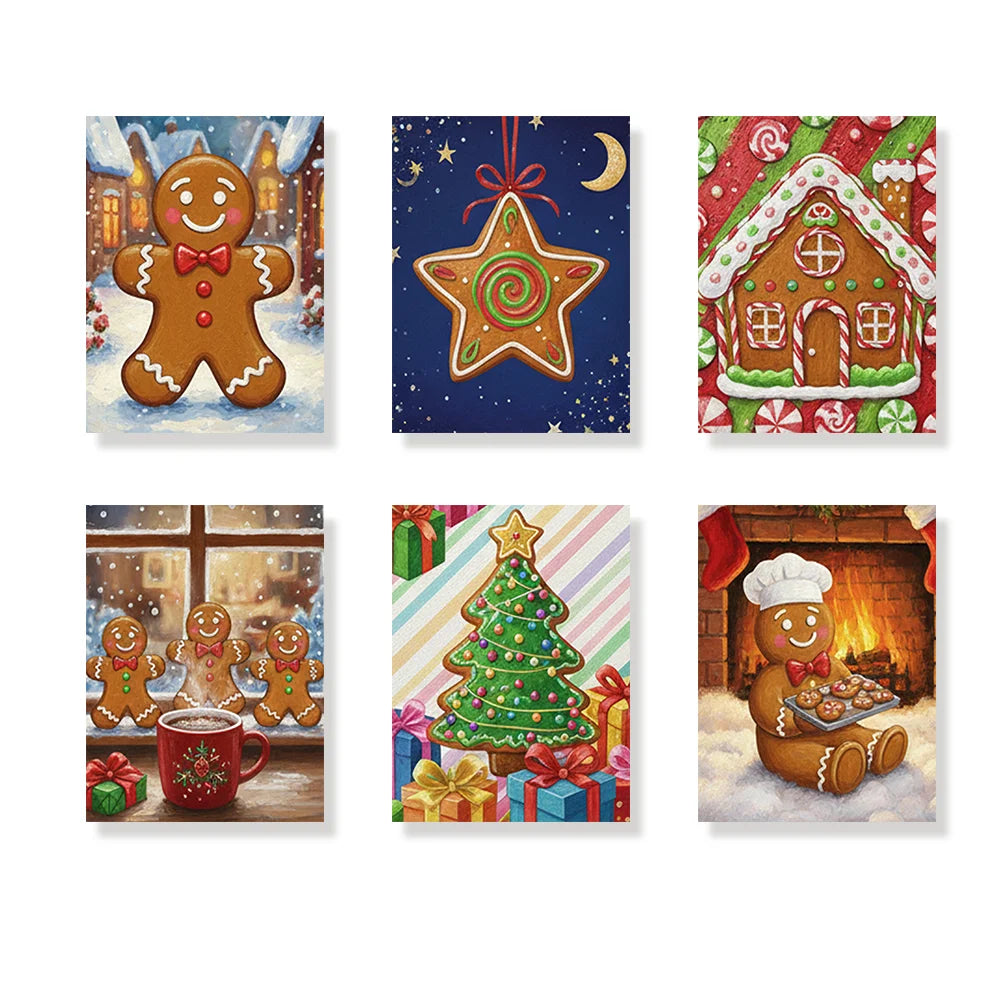 Malen nach Zahlen - 6 Mini-Gemälde | Winziger Lebkuchen