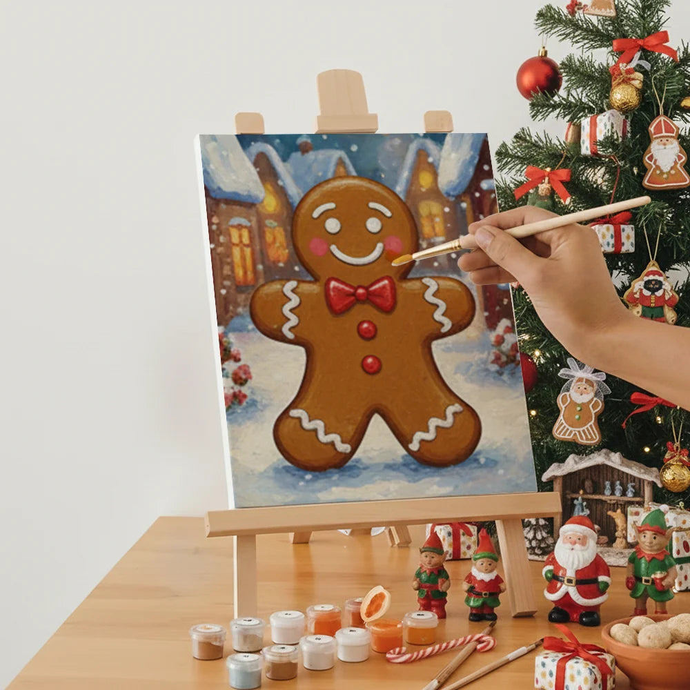 Malen nach Zahlen - 6 Mini-Gemälde | Winziger Lebkuchen