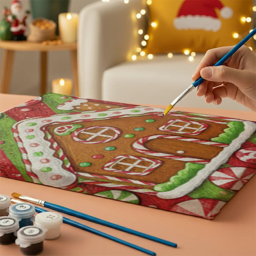 Malen nach Zahlen - 6 Mini-Gemälde | Winziger Lebkuchen