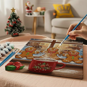 Malen nach Zahlen - 6 Mini-Gemälde | Winziger Lebkuchen