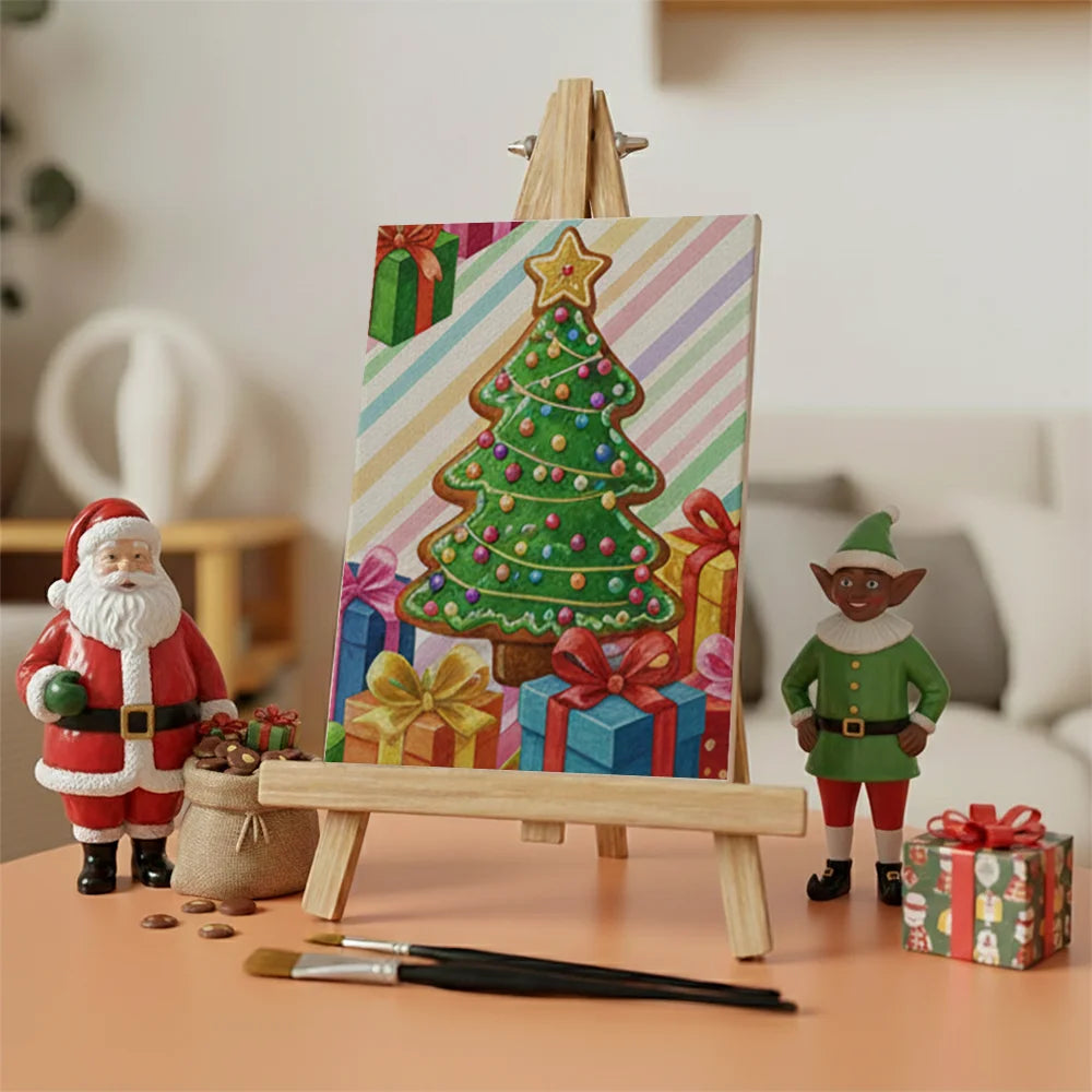 Malen nach Zahlen - 6 Mini-Gemälde | Winziger Lebkuchen