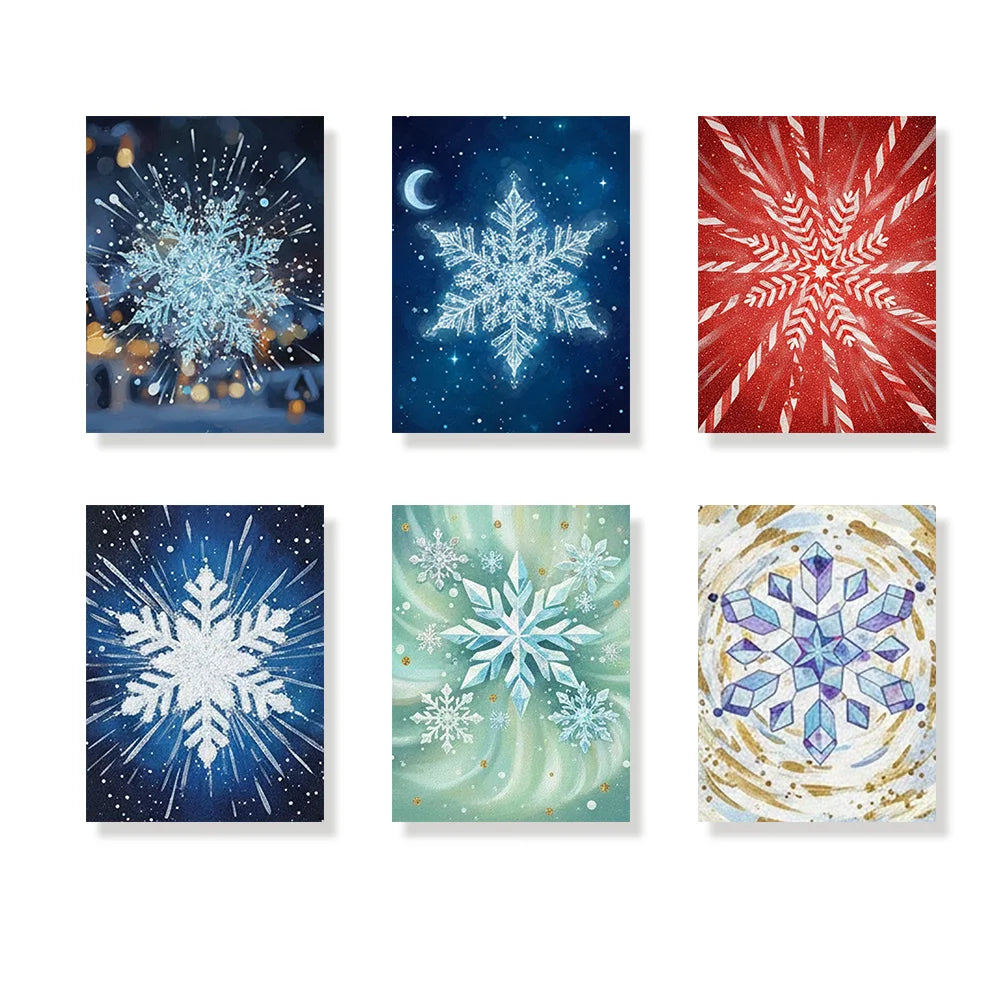 Malen nach Zahlen - 6 Mini-Gemälde | Winziger Schneeflockenausbruch