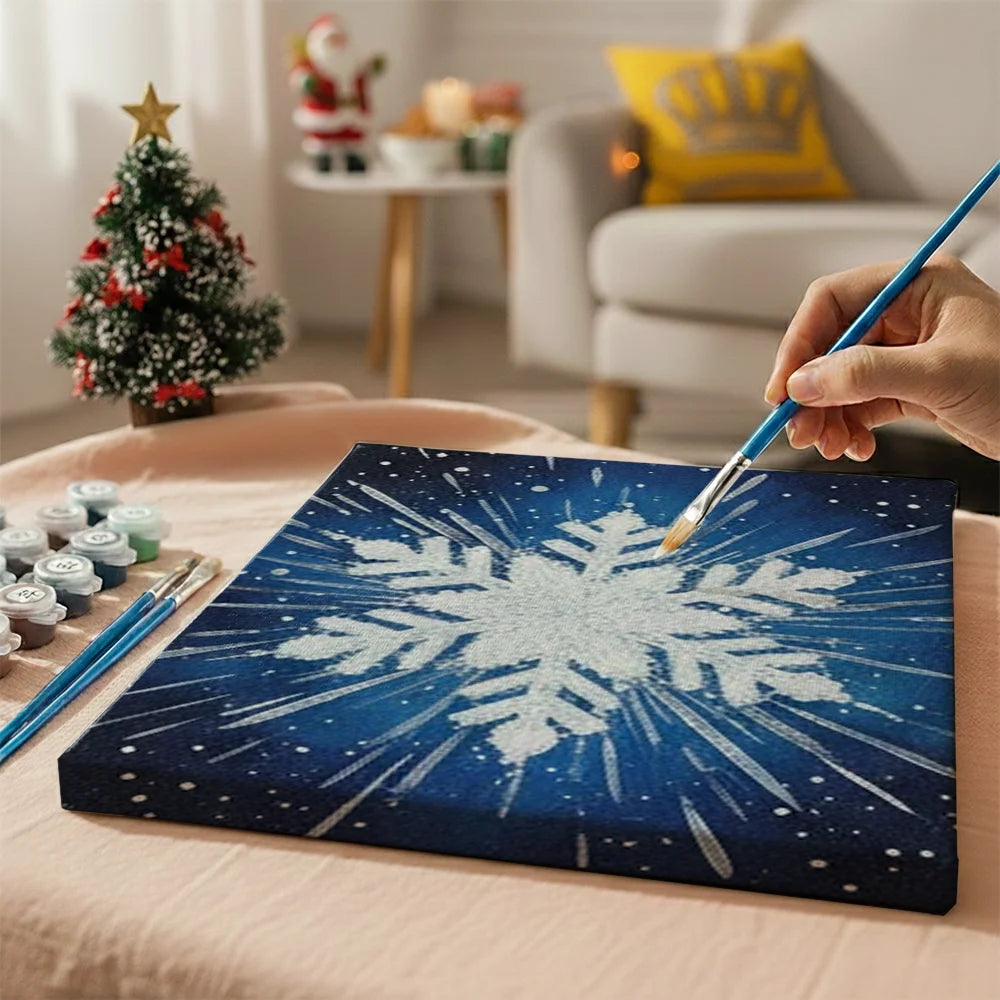 Malen nach Zahlen - 6 Mini-Gemälde | Winziger Schneeflockenausbruch