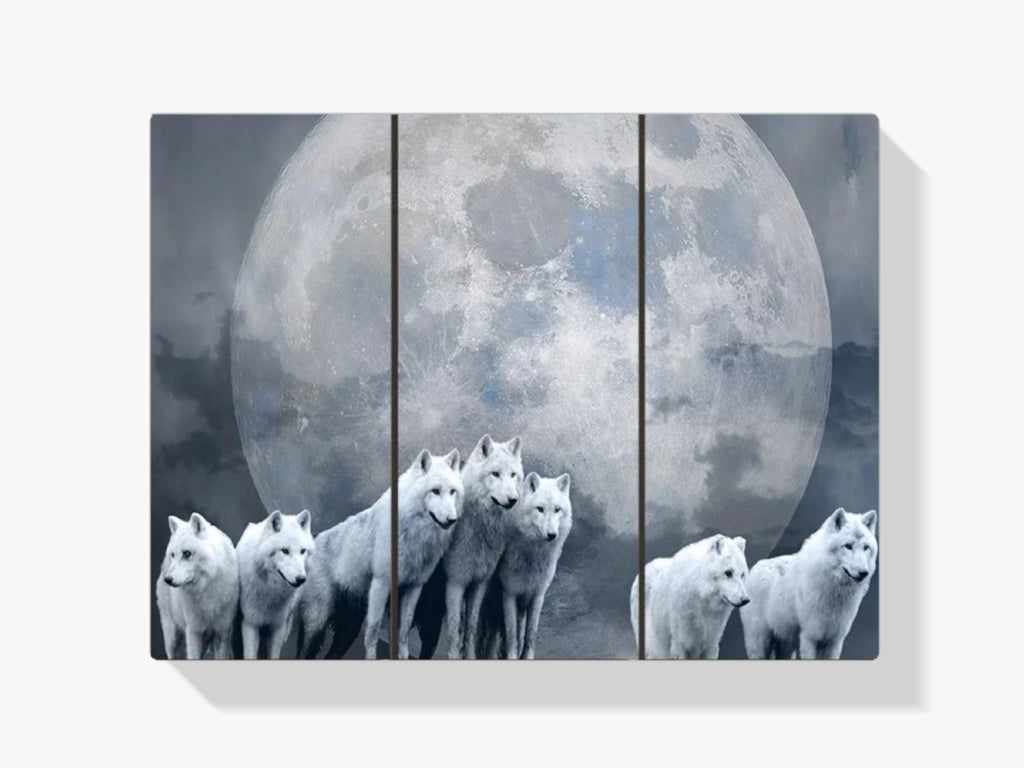 Wolf - Mond | 3 Teile - Malen nach Zahlen