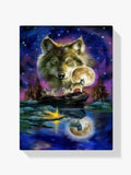 Wolf bei Vollmond - Malen nach Zahlen