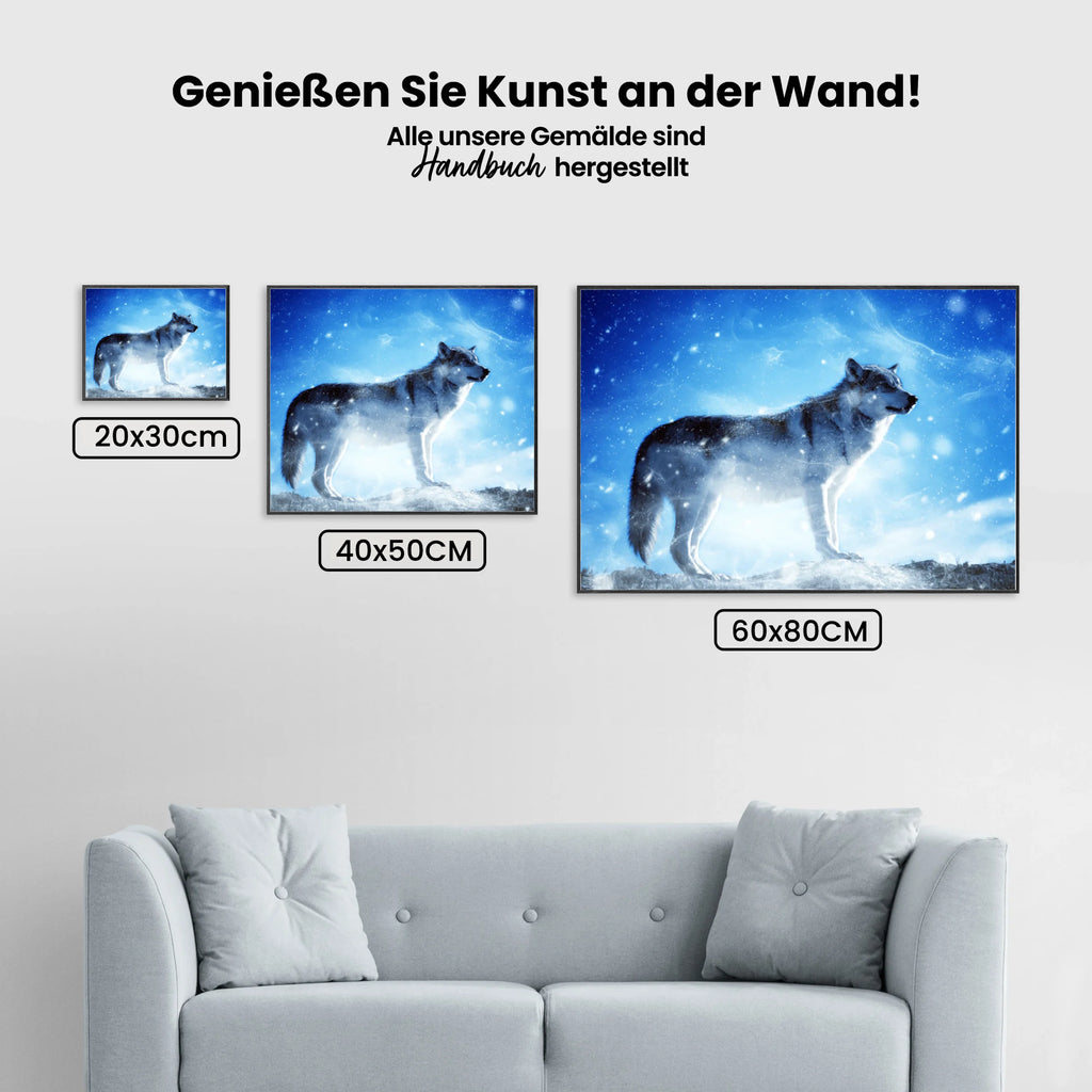 Wolf im Schnee - Malen nach Zahlen